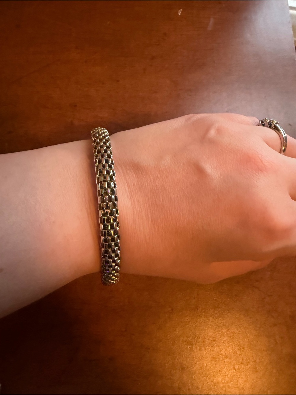 Classic Silver-Tone Woven bangle Bracelet - Women Jewelry